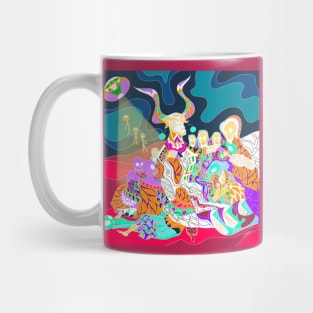 the goat and the coven in mexican alien pattern ecopop Mug